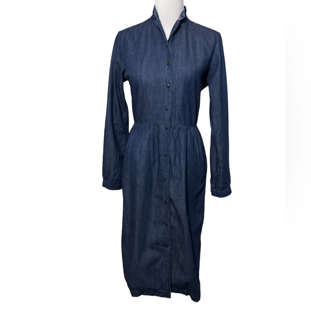 Uniqlo Ines De La Fressange Denim Women’s Dress Size M Long Sleeves Button Front